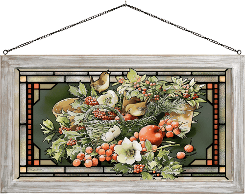Holiday Abundance Framed Glass Art By Marjolein Bastin