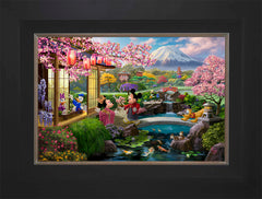 Disney Mickey and Minnie in Japan Wall Art by Thomas Kinkade Studios Standard Number Canvas 12" x 18" Modern Black