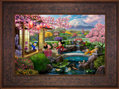 Disney Mickey and Minnie in Japan Wall Art by Thomas Kinkade Studios Standard Number Canvas 12" x 18" Gallery Bronze