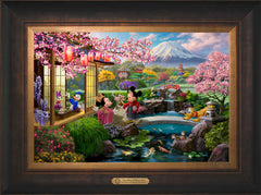 Disney Mickey and Minnie in Japan Wall Art by Thomas Kinkade Studios Estate Edition Canvas 12" x 18" Estate Bronze