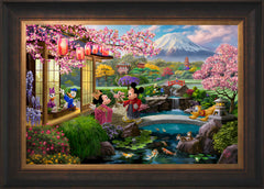 Disney Mickey and Minnie in Japan Wall Art by Thomas Kinkade Studios Standard Number Canvas 18" x 27" Estate Bronze