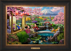 Disney Mickey and Minnie in Japan Wall Art by Thomas Kinkade Studios Estate Edition Canvas 18" x 27" Estate Bronze