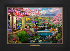 Disney Mickey and Minnie in Japan Wall Art by Thomas Kinkade Studios Estate Edition Canvas 18" x 27" Modern Black