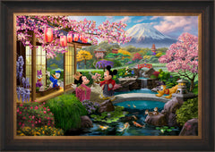 Disney Mickey and Minnie in Japan Wall Art by Thomas Kinkade Studios Standard Number Canvas 24" x 36" Estate Bronze