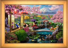 Disney Mickey and Minnie in Japan Wall Art by Thomas Kinkade Studios Standard Number Canvas 24" x 36" Gallery Gold