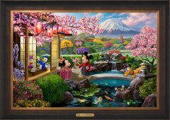 Disney Mickey and Minnie in Japan Wall Art by Thomas Kinkade Studios Estate Edition Canvas 24" x 36" Estate Bronze