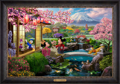 Disney Mickey and Minnie in Japan Wall Art by Thomas Kinkade Studios Estate Edition Canvas 24" x 36" Cabernet