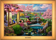 Disney Mickey and Minnie in Japan Wall Art by Thomas Kinkade Studios Estate Edition Canvas 24" x 36" Gallery Gold