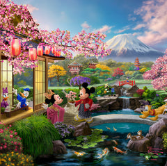 Disney Mickey and Minnie in Japan Wall Art by Thomas Kinkade Studios Canvas Gallery Wrap 14" x 14" Unframed