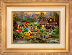 Disney Mickey and Minnie Rocky Mountain Round-Up Wall Art by Thomas Kinkade Studios Standard Number Canvas 12" x 18" Antique Gold