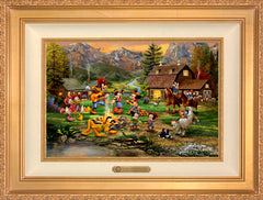 Disney Mickey and Minnie Rocky Mountain Round-Up Wall Art by Thomas Kinkade Studios Estate Edition Canvas 12" x 18" Antique Gold