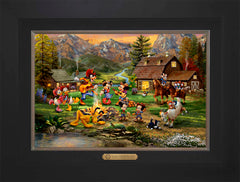 Disney Mickey and Minnie Rocky Mountain Round-Up Wall Art by Thomas Kinkade Studios Estate Edition Canvas 12" x 18" Modern Black