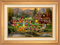 Disney Mickey and Minnie Rocky Mountain Round-Up Wall Art by Thomas Kinkade Studios Standard Number Canvas 18" x 27" Antique Gold