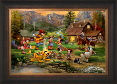 Disney Mickey and Minnie Rocky Mountain Round-Up Wall Art by Thomas Kinkade Studios Standard Number Canvas 18" x 27" Estate Bronze