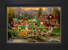 Disney Mickey and Minnie Rocky Mountain Round-Up Wall Art by Thomas Kinkade Studios Standard Number Canvas 18" x 27" Modern Black