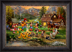 Disney Mickey and Minnie Rocky Mountain Round-Up Wall Art by Thomas Kinkade Studios Standard Number Canvas 18" x 27" Cabernet