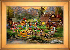 Disney Mickey and Minnie Rocky Mountain Round-Up Wall Art by Thomas Kinkade Studios Standard Number Canvas 18" x 27" Gallery Gold