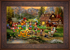 Disney Mickey and Minnie Rocky Mountain Round-Up Wall Art by Thomas Kinkade Studios Standard Number Canvas 18" x 27" Gallery Bronze