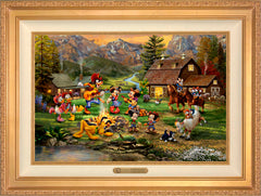 Disney Mickey and Minnie Rocky Mountain Round-Up Wall Art by Thomas Kinkade Studios Estate Edition Canvas 18" x 27" Antique Gold