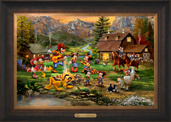 Disney Mickey and Minnie Rocky Mountain Round-Up Wall Art by Thomas Kinkade Studios Estate Edition Canvas 18" x 27" Estate Bronze