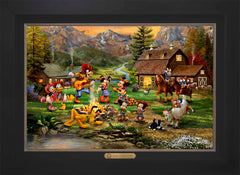 Disney Mickey and Minnie Rocky Mountain Round-Up Wall Art by Thomas Kinkade Studios Estate Edition Canvas 18" x 27" Modern Black