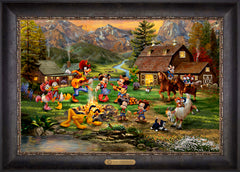 Disney Mickey and Minnie Rocky Mountain Round-Up Wall Art by Thomas Kinkade Studios Estate Edition Canvas 18" x 27" Cabernet