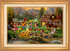 Disney Mickey and Minnie Rocky Mountain Round-Up Wall Art by Thomas Kinkade Studios Standard Number Canvas 24" x 36" Antique Gold