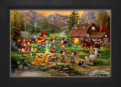 Disney Mickey and Minnie Rocky Mountain Round-Up Wall Art by Thomas Kinkade Studios Standard Number Canvas 24" x 36" Modern Black