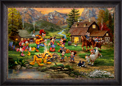 Disney Mickey and Minnie Rocky Mountain Round-Up Wall Art by Thomas Kinkade Studios Standard Number Canvas 24" x 36" Cabernet