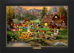 Disney Mickey and Minnie Rocky Mountain Round-Up Wall Art by Thomas Kinkade Studios Estate Edition Canvas 24" x 36" Modern Black