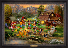 Disney Mickey and Minnie Rocky Mountain Round-Up Wall Art by Thomas Kinkade Studios Estate Edition Canvas 24" x 36" Cabernet