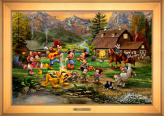 Disney Mickey and Minnie Rocky Mountain Round-Up Wall Art by Thomas Kinkade Studios Estate Edition Canvas 24" x 36" Gallery Gold