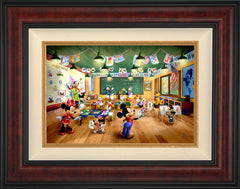 Disney Mickey and Minnie Schoolhouse Wall Art by Thomas Kinkade Studios Standard Number Canvas 12" x 18" Gallery Burl