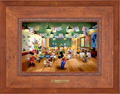 Disney Mickey and Minnie Schoolhouse Wall Art by Thomas Kinkade Studios Estate Edition Canvas 12" x 18" Rustic Andalucian