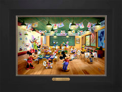 Disney Mickey and Minnie Schoolhouse Wall Art by Thomas Kinkade Studios Estate Edition Canvas 12" x 18" Modern Black