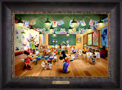 Disney Mickey and Minnie Schoolhouse Wall Art by Thomas Kinkade Studios Estate Edition Canvas 12" x 18" Cabernet