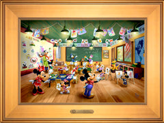 Disney Mickey and Minnie Schoolhouse Wall Art by Thomas Kinkade Studios Estate Edition Canvas 12" x 18" Gallery Gold