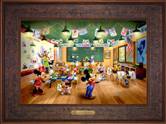 Disney Mickey and Minnie Schoolhouse Wall Art by Thomas Kinkade Studios Estate Edition Canvas 12" x 18" Gallery Bronze