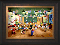 Disney Mickey and Minnie Schoolhouse Wall Art by Thomas Kinkade Studios Jewel Edition Canvas 12" x 18" Estate Bronze
