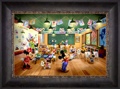 Disney Mickey and Minnie Schoolhouse Wall Art by Thomas Kinkade Studios Jewel Edition Canvas 12" x 18" Cabernet