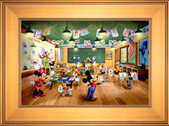 Disney Mickey and Minnie Schoolhouse Wall Art by Thomas Kinkade Studios Jewel Edition Canvas 12" x 18" Gallery Gold
