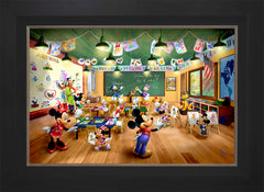 Disney Mickey and Minnie Schoolhouse Wall Art by Thomas Kinkade Studios Standard Number Canvas 18" x 27" Modern Black