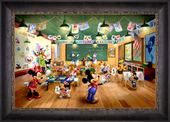 Disney Mickey and Minnie Schoolhouse Wall Art by Thomas Kinkade Studios Standard Number Canvas 18" x 27" Cabernet