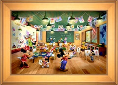 Disney Mickey and Minnie Schoolhouse Wall Art by Thomas Kinkade Studios Standard Number Canvas 18" x 27" Gallery Gold