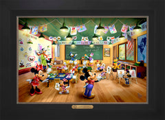 Disney Mickey and Minnie Schoolhouse Wall Art by Thomas Kinkade Studios Estate Edition Canvas 18" x 27" Modern Black