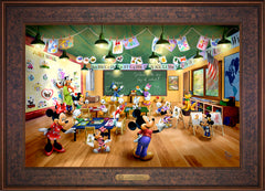 Disney Mickey and Minnie Schoolhouse Wall Art by Thomas Kinkade Studios Estate Edition Canvas 18" x 27" Gallery Bronze