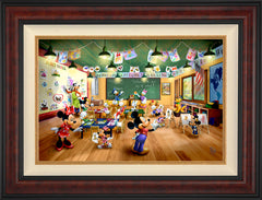 Disney Mickey and Minnie Schoolhouse Wall Art by Thomas Kinkade Studios Jewel Edition Canvas 18" x 27" Gallery Burl