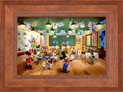 Disney Mickey and Minnie Schoolhouse Wall Art by Thomas Kinkade Studios Jewel Edition Canvas 18" x 27" Rustic Andalucian