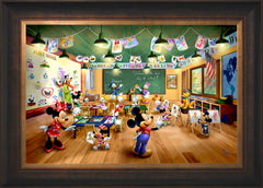 Disney Mickey and Minnie Schoolhouse Wall Art by Thomas Kinkade Studios Jewel Edition Canvas 18" x 27" Estate Bronze