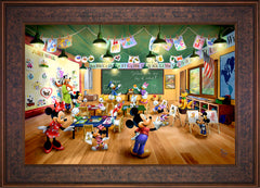 Disney Mickey and Minnie Schoolhouse Wall Art by Thomas Kinkade Studios Jewel Edition Canvas 18" x 27" Gallery Bronze